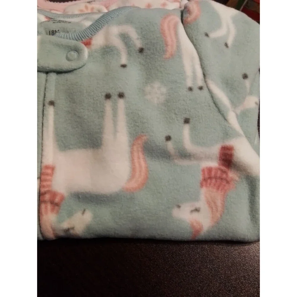 Simple Joys by Carters Baby Girl 18M Fleece Footed Pajamas Unicorn Fair Isle 2pk